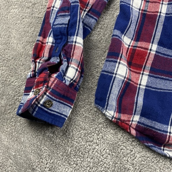 Faded Glory Flannel Mens Size Small Red Blue Plaid Flannel Button Up Shirt A2731 - Picture 12 of 15
